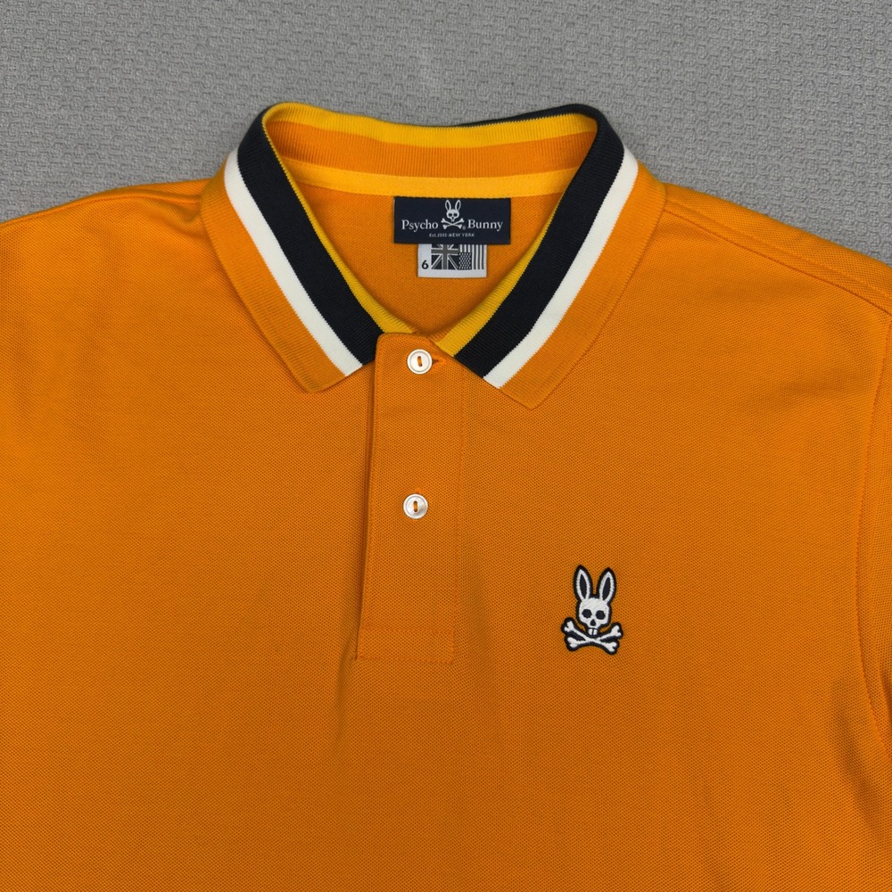 Psycho Bunny Polo Shirt Mens 6 Large Orange Knit Pima Cotton Streetwear Casual